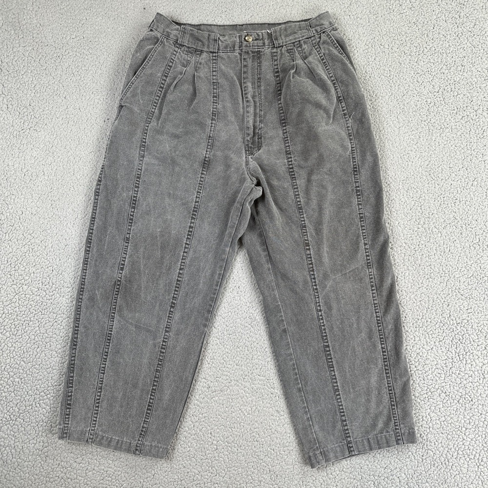 VTG 90s Harbor One Baggy Wide Leg Pants Men 31x25 Dark Grey Pleated Casual Jeans